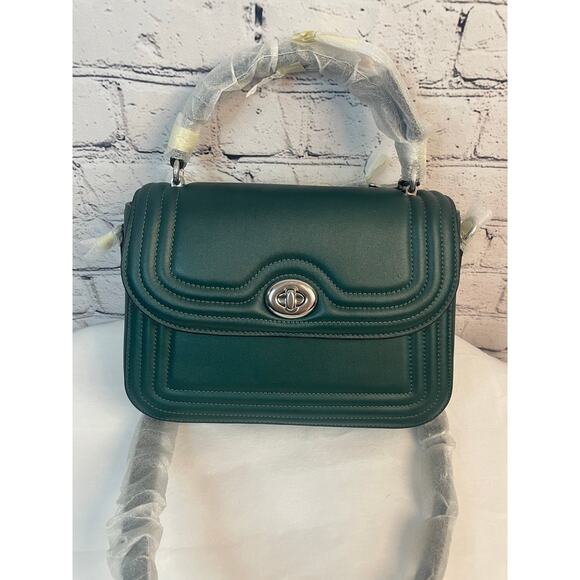NWT Coach Marlie Top Handle Satchel in Metallic Ivy Style No C6800 - Picture 1 of 5